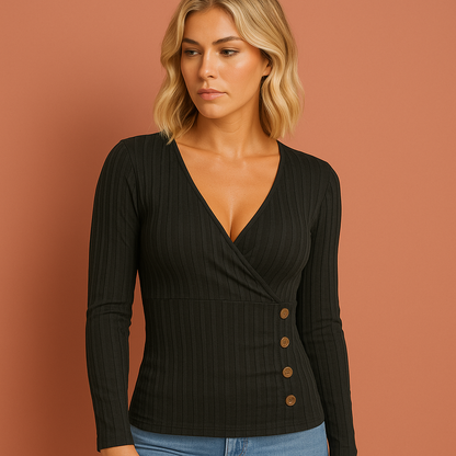 Elegant V-neck sweater for women | Lara