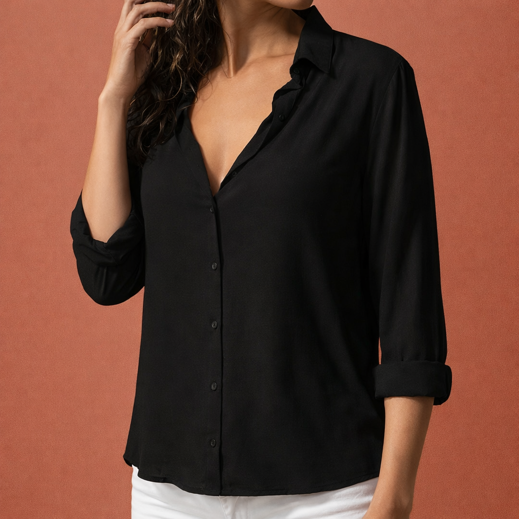 Satin Women's Blouse with Collar and Button Closure | Danira