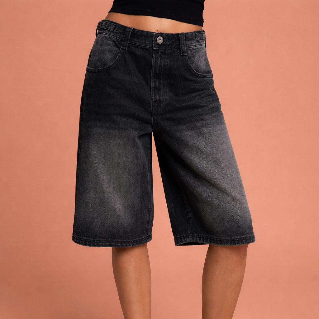 Denim shorts with mid-rise fit for women | Ariane