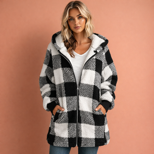 Ladies' Hooded Jacket with Plaid Pattern | Abigail