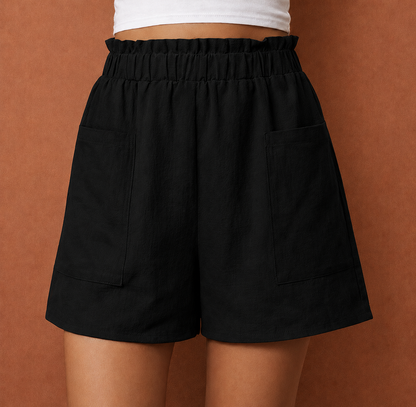 Casual linen shorts for women with elastic waist and pockets | Elira