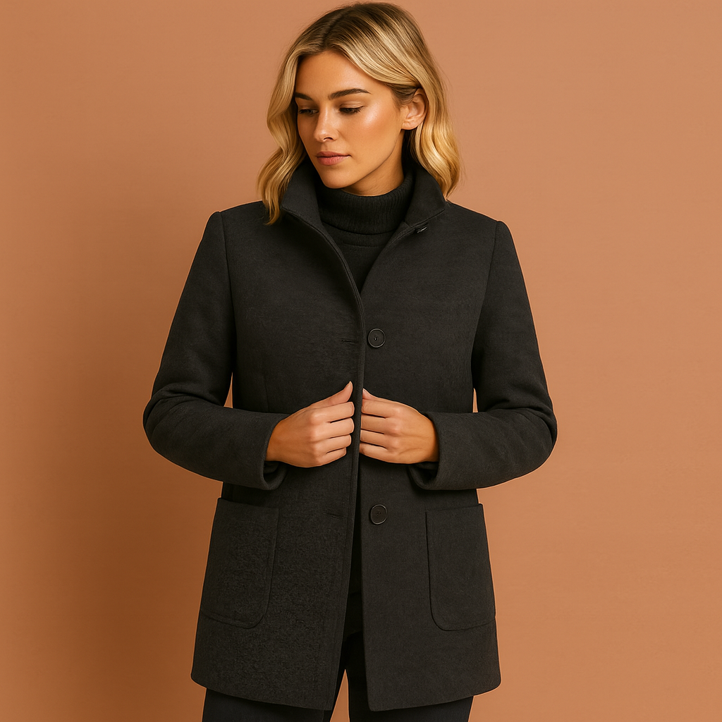 Elegant long coat for women with buttons | Isabella