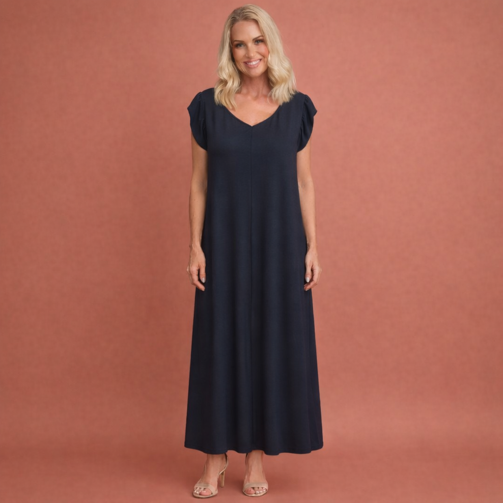 Maxi dress with V-neck and animal print for women | Lieke-Marie