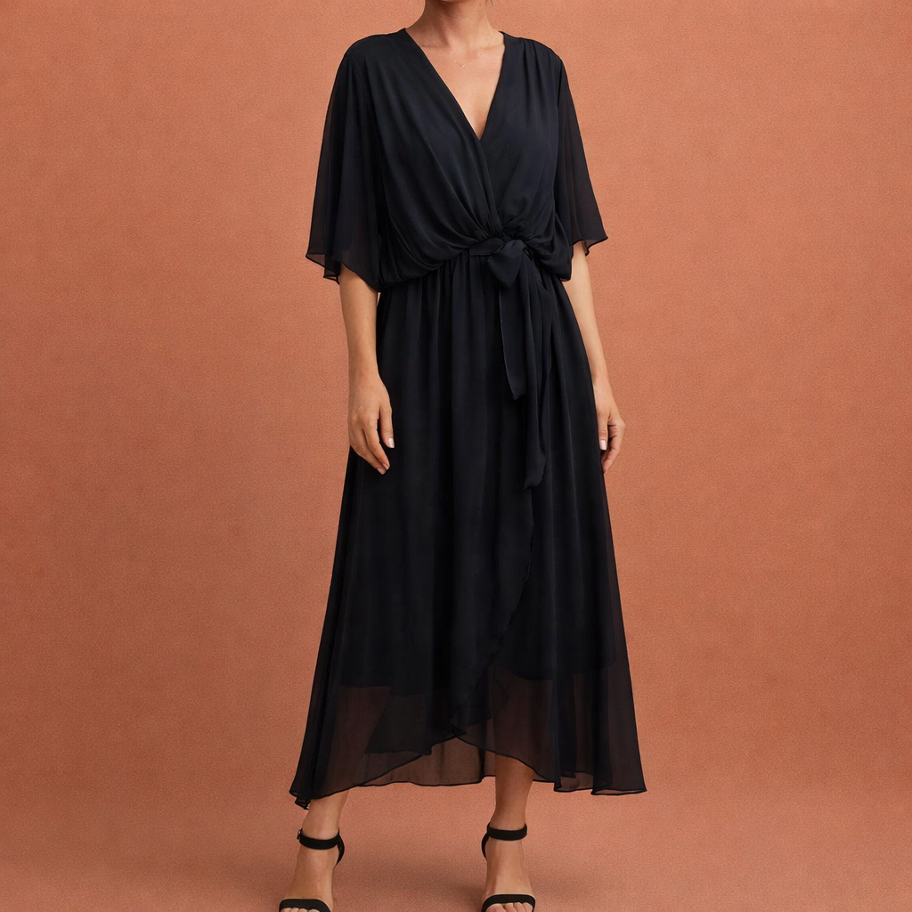 Elegant maxi dress with V-neck and flattering fit for women | Amara