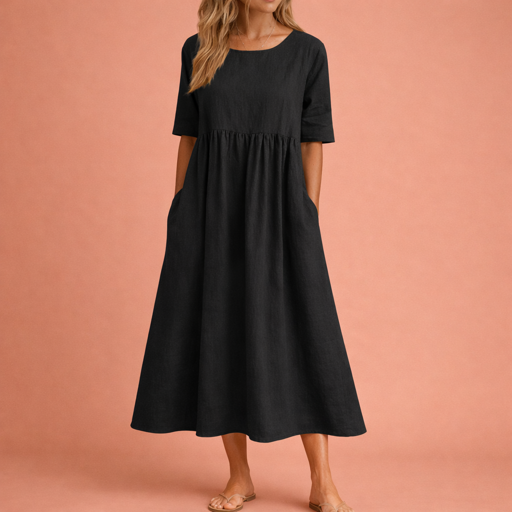 Lightweight Casual Maxi Spring Dress with Pockets for Women | Eva