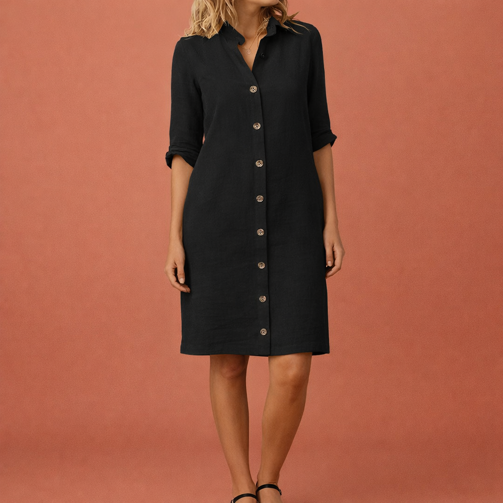 Summer Linen Midi Dress for Women with Airy Fit | Noor