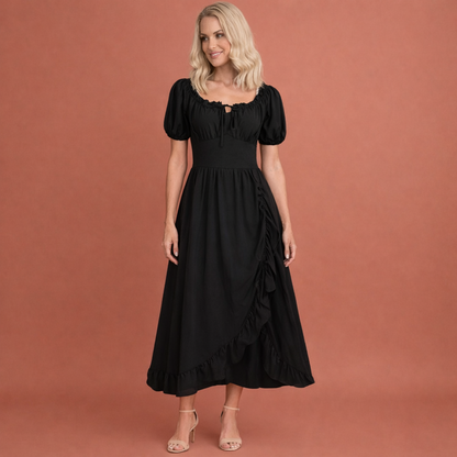 Dress with Puff Sleeves and Ruffles for Women | Annabel