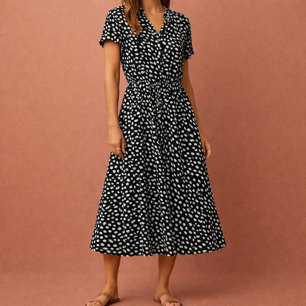 Midi summer dress with print for women | Selena
