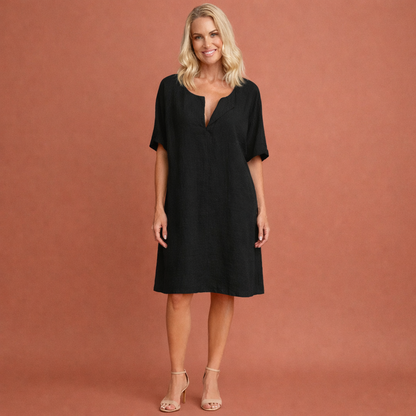 Mini tunic dress with V-neck and loose fit for women | Claudia