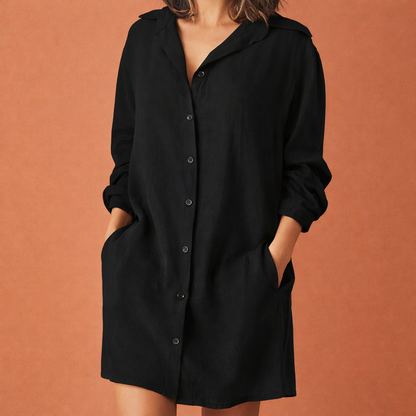 Women's Shirt Dress with Collar and Button Closure | Rosa