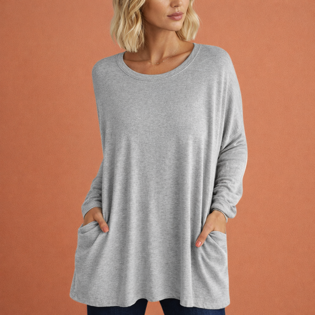 Oversized tunic with pockets for women – comfortable casual long top | Lieke