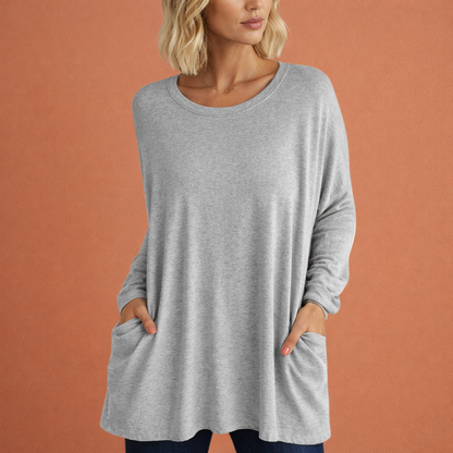 Oversized tunic with pockets for women – comfortable casual long top | Lieke