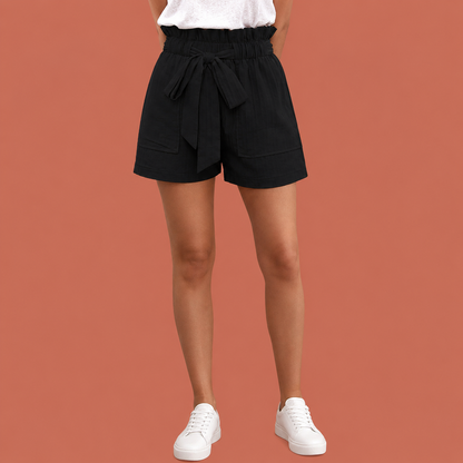 Paperbag shorts with wide legs for women | Nola