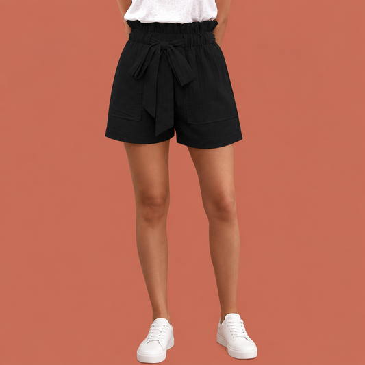 Paperbag shorts with wide legs for women | Nola