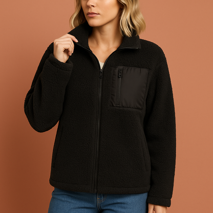Warm teddy fleece jacket with zipper for women | Marit