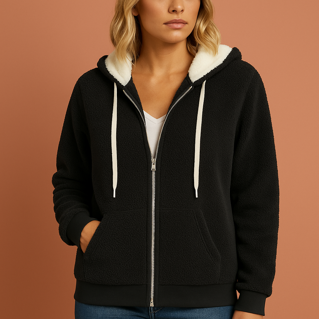 Extra warm teddy fleece zip hoodie for women | Mariska