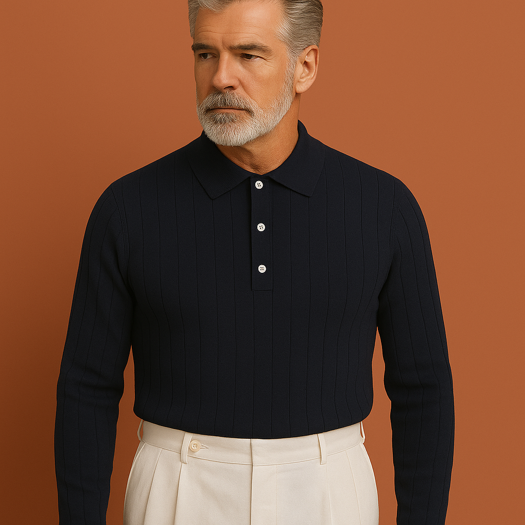 Elegant fine-knit polo for men | Jelle