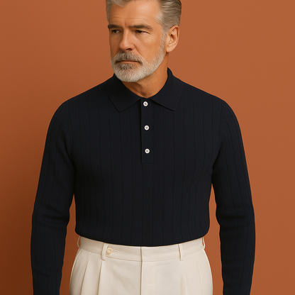 Elegant fine-knit polo for men | Jelle