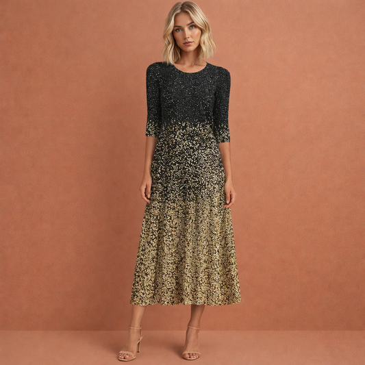 Glitter midi dress with practical pockets for women | Lanna