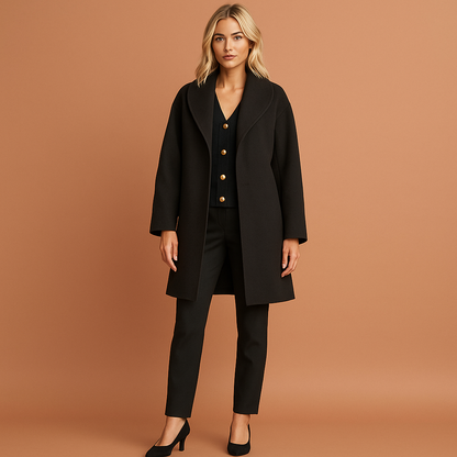 Mid-length coat with open collar for women | Carline