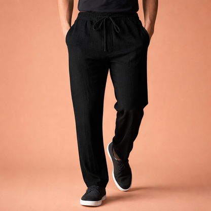 Long men's trousers with elastic waistband and drawstring for men | Ewout