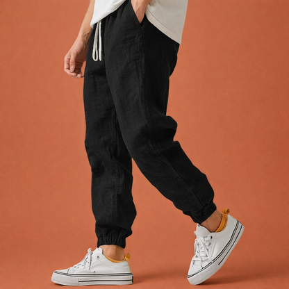 Men's tapered pants with elastic waistband and drawstring for everyday comfort | Gerard