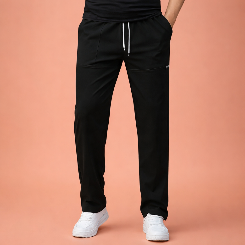 Straight men's trousers with elastic waist and drawstring for everyday comfort | Jelle