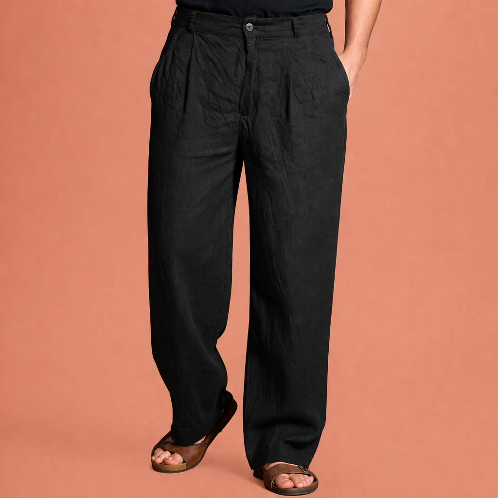 High-waisted wide-leg men's trousers with straight legs and pockets | Arno