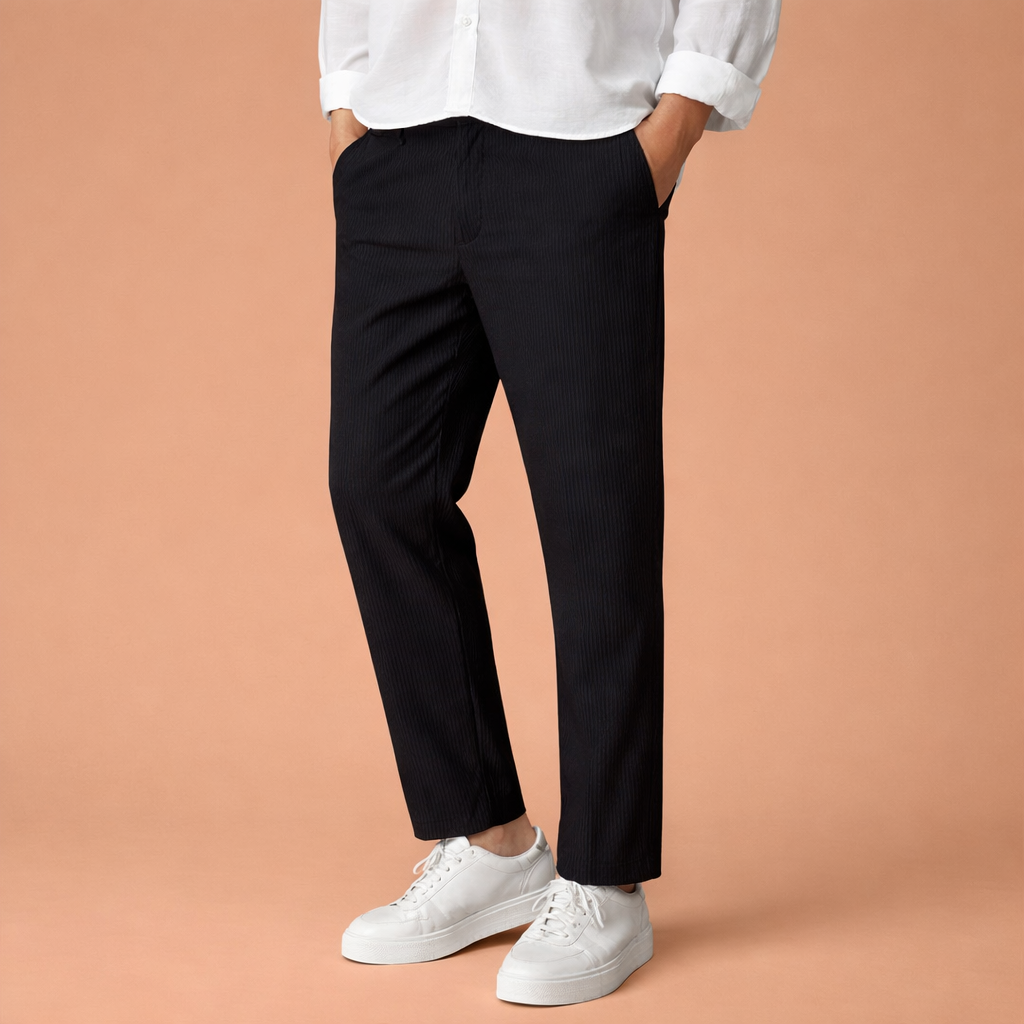 Corduroy Pants with Straight Leg and Elastic Waist for Men | Dorian