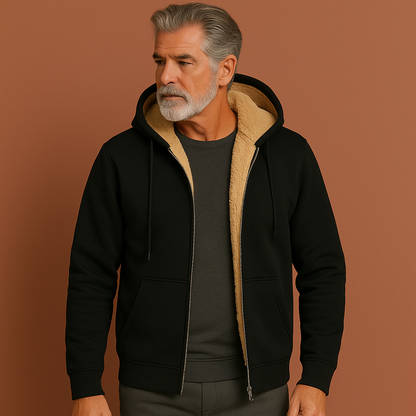 Warm fleece sweater with fur lining for men | Daan
