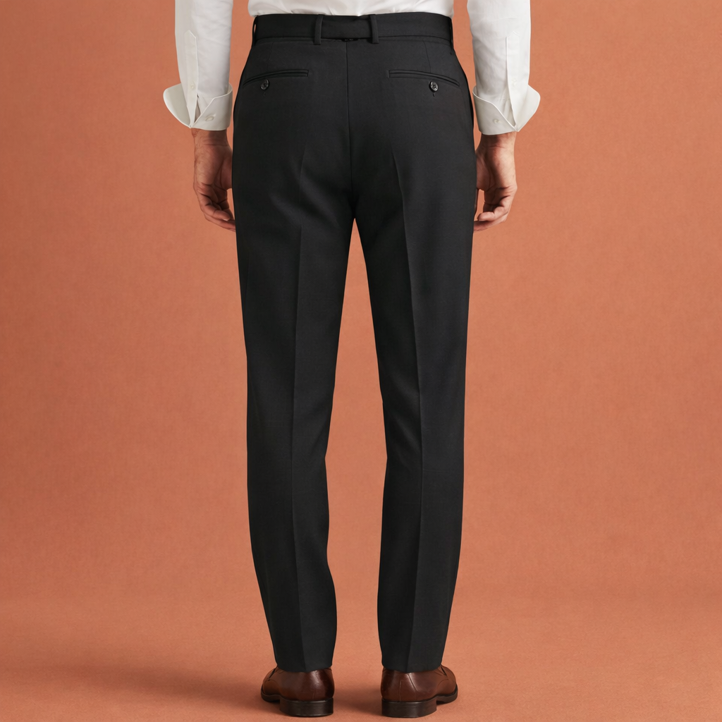 Men's high-waist pants with adjustable buckle and straight legs | Hendrik
