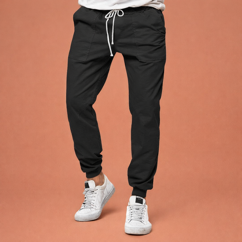 Men's tapered jogger pants with elastic waistband and drawstring | Matteo
