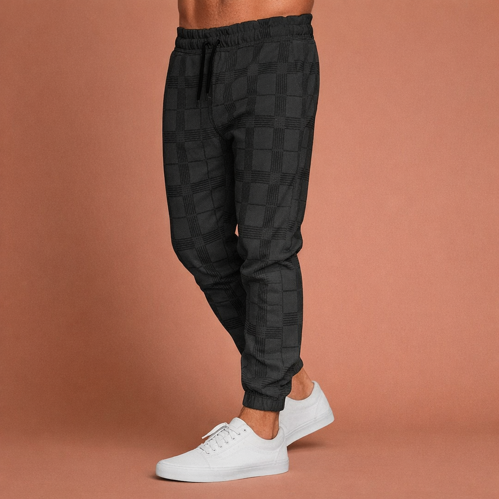 Checked Jogging Pants for Men with Elastic Waist and Tapered Legs | Eduard