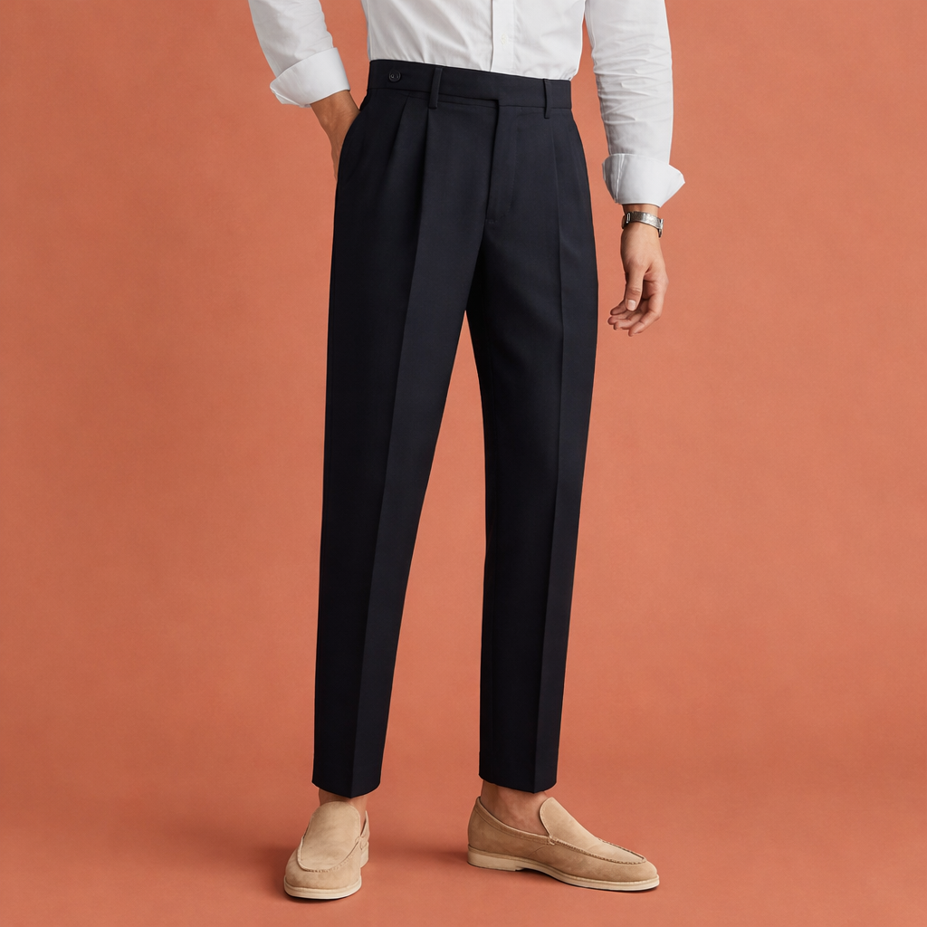 Slim fit men's trousers with pleats and adjustable waist | Roderick