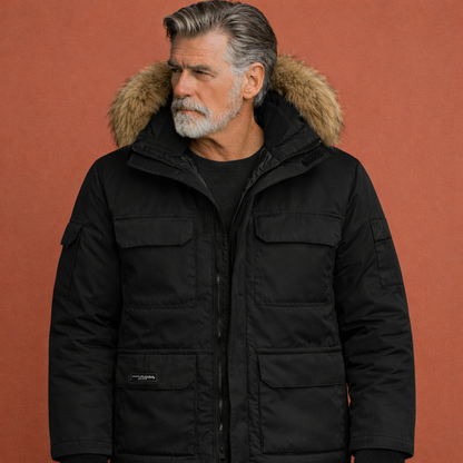 Warm parka with hood and zipper for men | Ewout