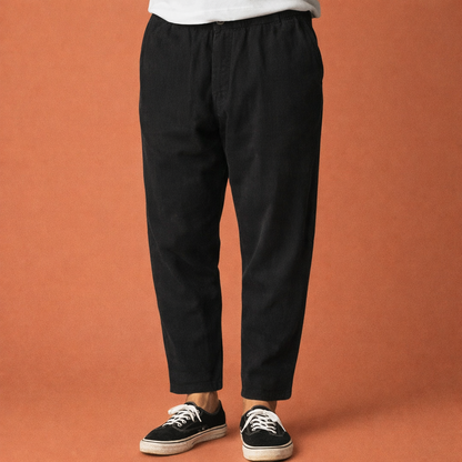 Vintage corduroy pants with cropped loose fit for men | Cornelis
