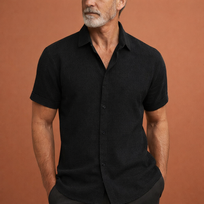 Casual summer shirt with short sleeves and open collar for men | Stefan