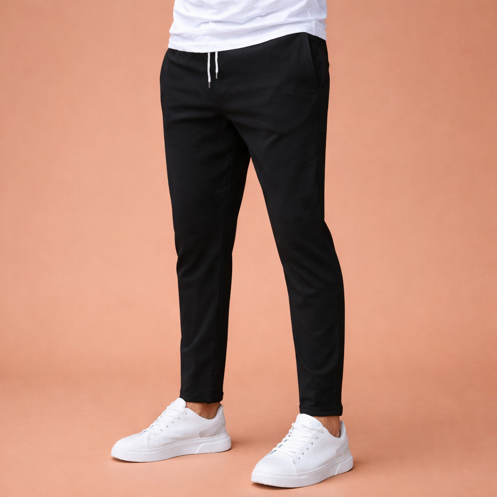 Tapered men's trousers with elastic waistband and drawstring | Gerben