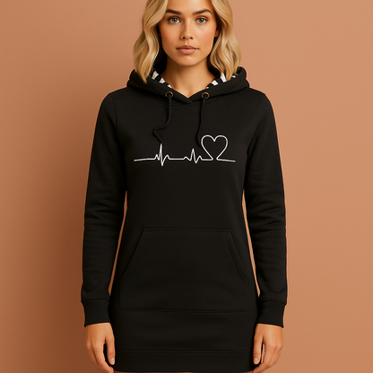 Warm hoodie dress with dog print for women | Carolien