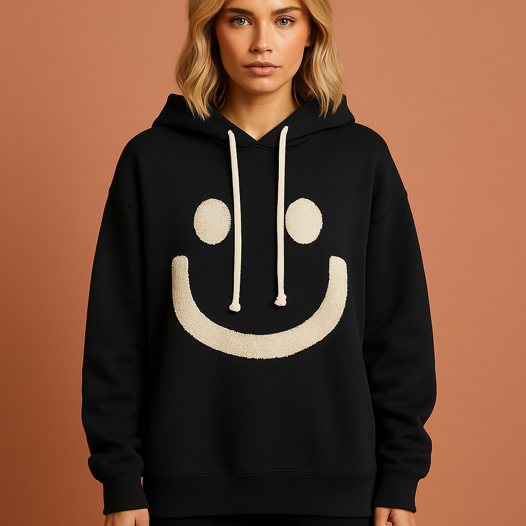 Warm hoodie with smiley for women | Livia
