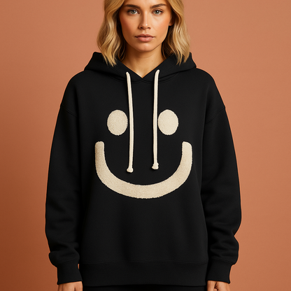 Warm hoodie with smiley for women | Livia