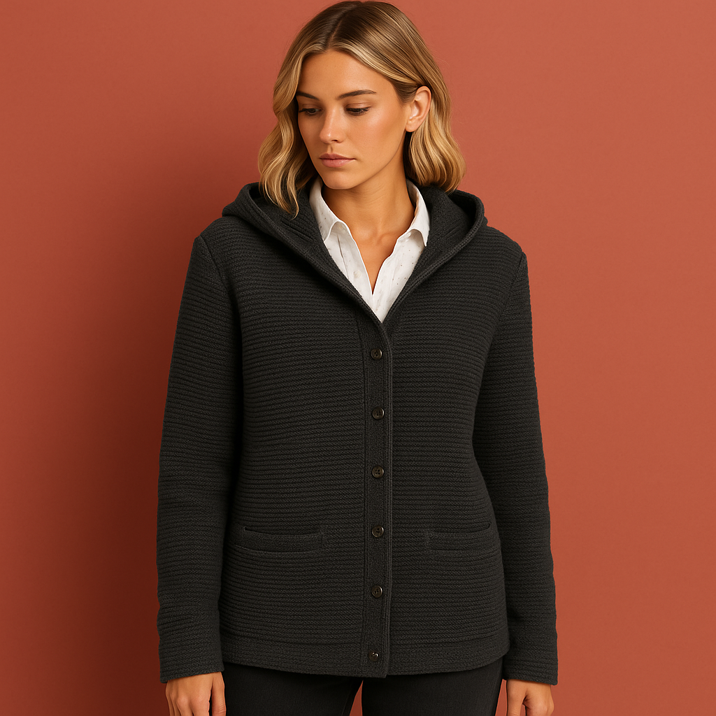Long Warm Knitted Coat with Hood for Women | Candice