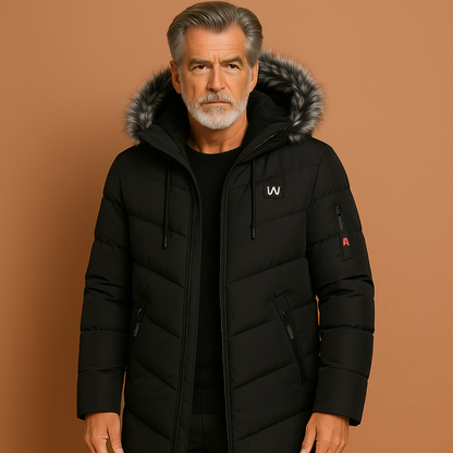 Long stylish winter coat with hood for men | Bram