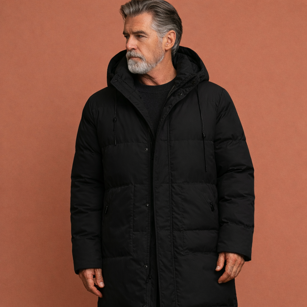 Long winter coat with hood for men | Han