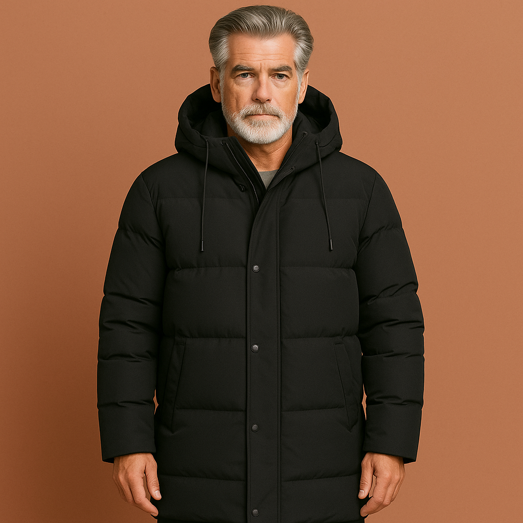 Warm long winter coat with hood for men | Thijs