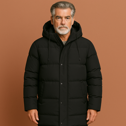 Warm long winter coat with hood for men | Thijs