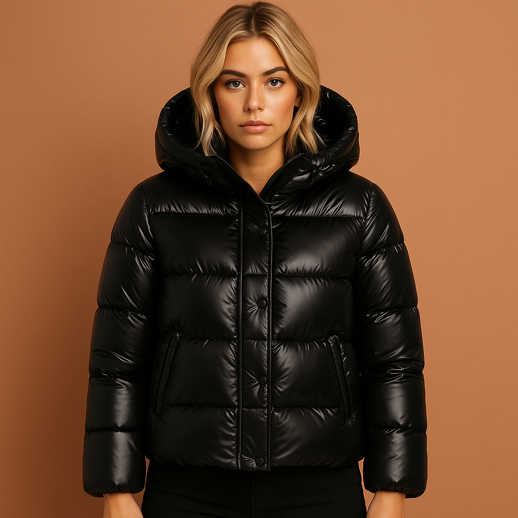 Lightweight shiny puffer winter jacket for women | Olivia