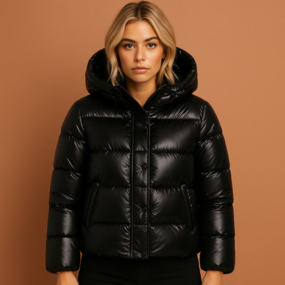 Lightweight shiny puffer winter jacket for women | Olivia