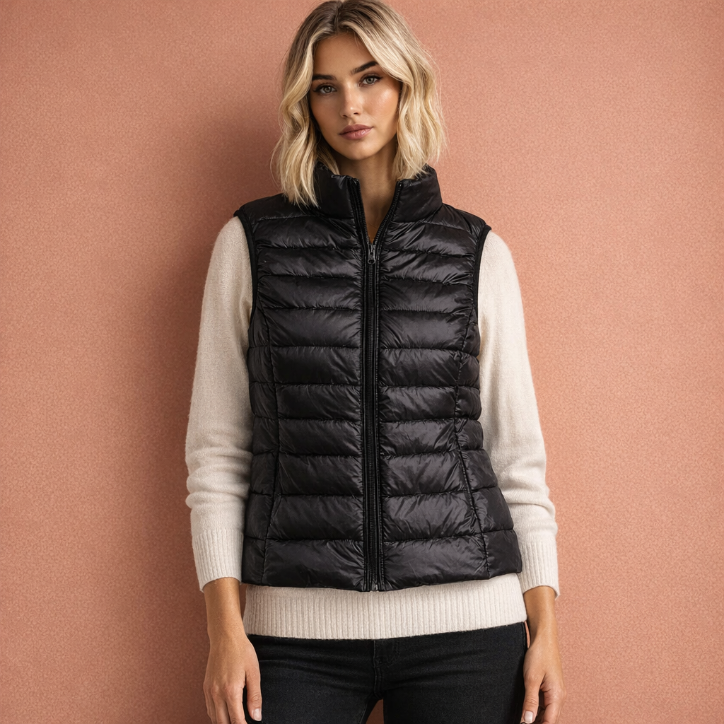 Warm sleeveless winter gilet for women with zipper | Iris