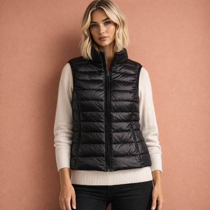 Warm sleeveless winter gilet for women with zipper | Iris